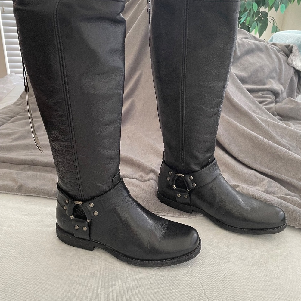 NIB Frye Phillip Harness Tall Boots BLACK 6M NIB